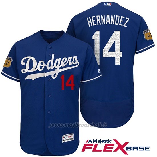 Maglia Baseball Uomo Los Angeles Dodgers Enrique Hernandez 2017 Allenamento Primaverile Flex Base Giocatore